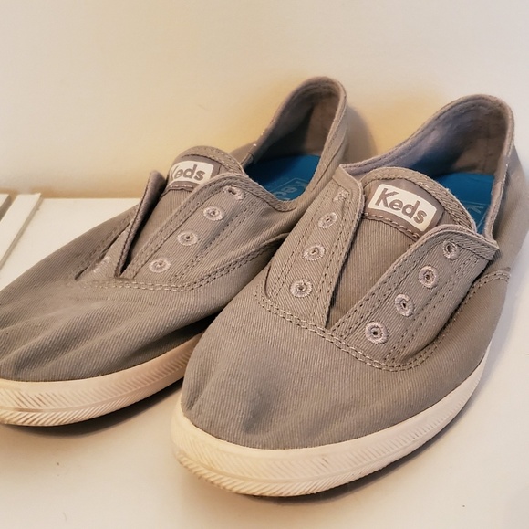keds grey slip ons